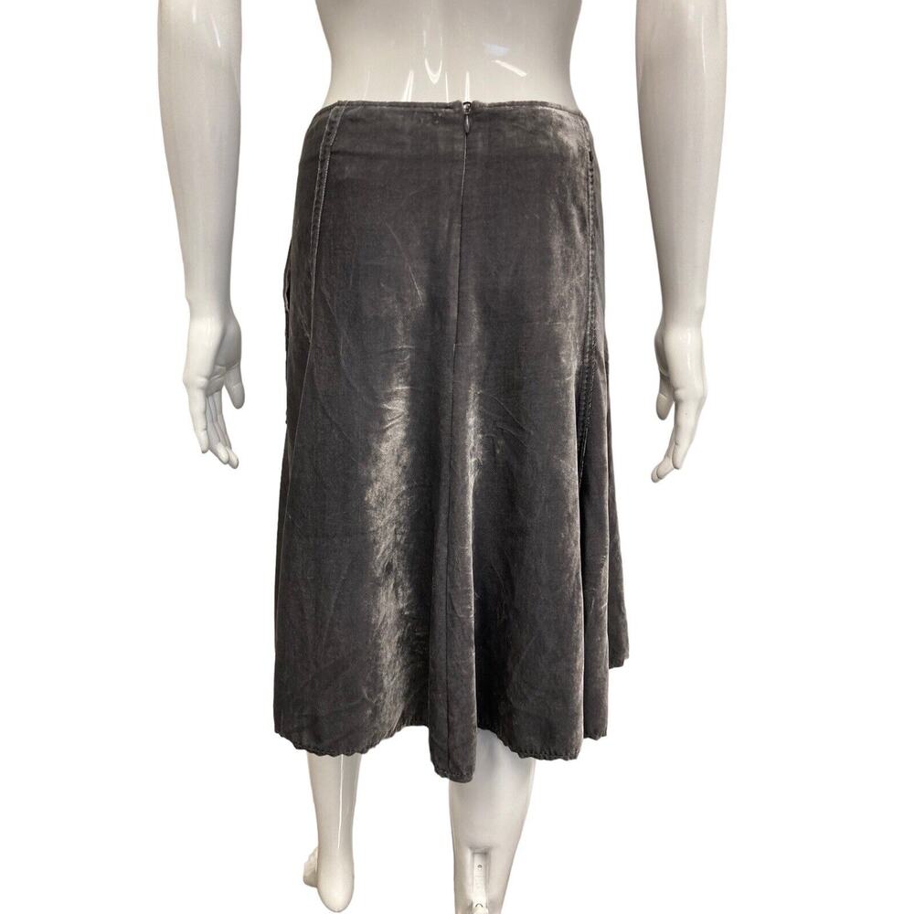 DOROTHEE SCHUMACHER Gray Crushed Velvet Pocket A-Line Knee Length Skirt Size M - Picture 2 of 4